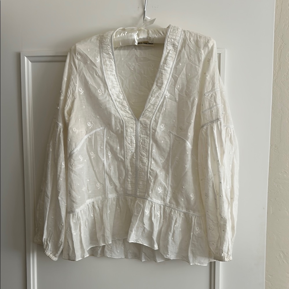Ulla Johnson White Ruffled Bib Collar Blouse